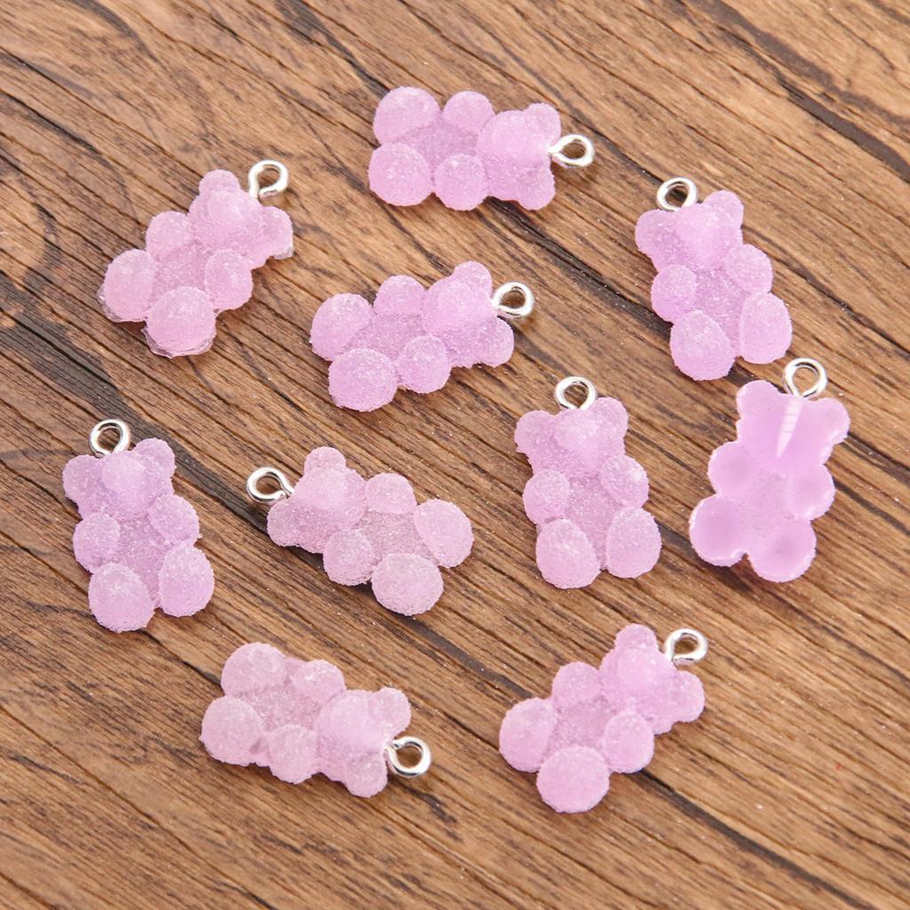 10pcs 11x21mm Cartoon Candy Colors Little Bear Resin Gummy Pendants Jewelry Making Drop Earrings Necklaces DIY Accessories
