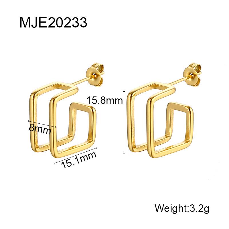 

Korean Minimalist Geometric Square Metal Stud Earrings - Retro Temperament Stainless Steel 18K золотой