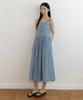 Lingseoul Striped Square Neck Sleeveless Dress-Blue