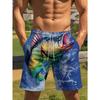 Fashionable Comfortable Plus Size Drawstring Loose Animal Fish 3D Shorts Men Creative Colorful Summer Leisure Holiday Cool Daily Versatile Shorts