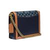 Coach Hutton Floral Print Chain Canvas And Leather Shoulder Bag Women Shoulder Bag Denim-Blue Brown 3696-B4RA3