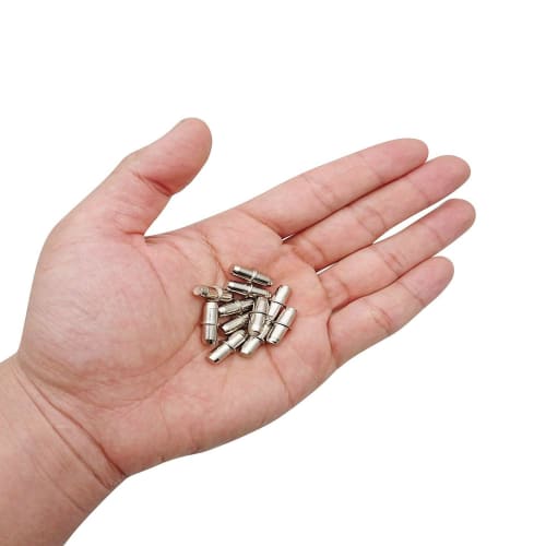 Set of 20, approximately 6mm x 17mm, shelf support pins, dowels, shelf dowels, shelf bracket dowels, metal dowels, insert type, shelf support parts, 6