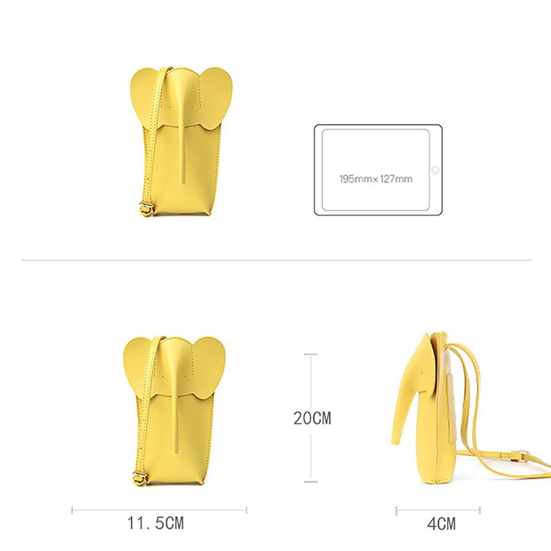 Cute Elephant Crossbody Bags For Girls Women Leather Soft Small Purses Card Wallet Phone Shoulder Bags Solid Color Mini Wallet