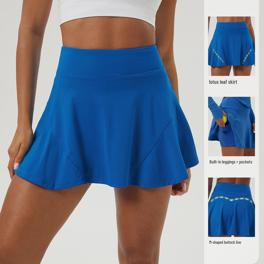Women's A-Line Yoga Skort with Hip-Lifting and Anti-Exposure Design - Casual Sports and Tennis Skirt with Fitness Pocket