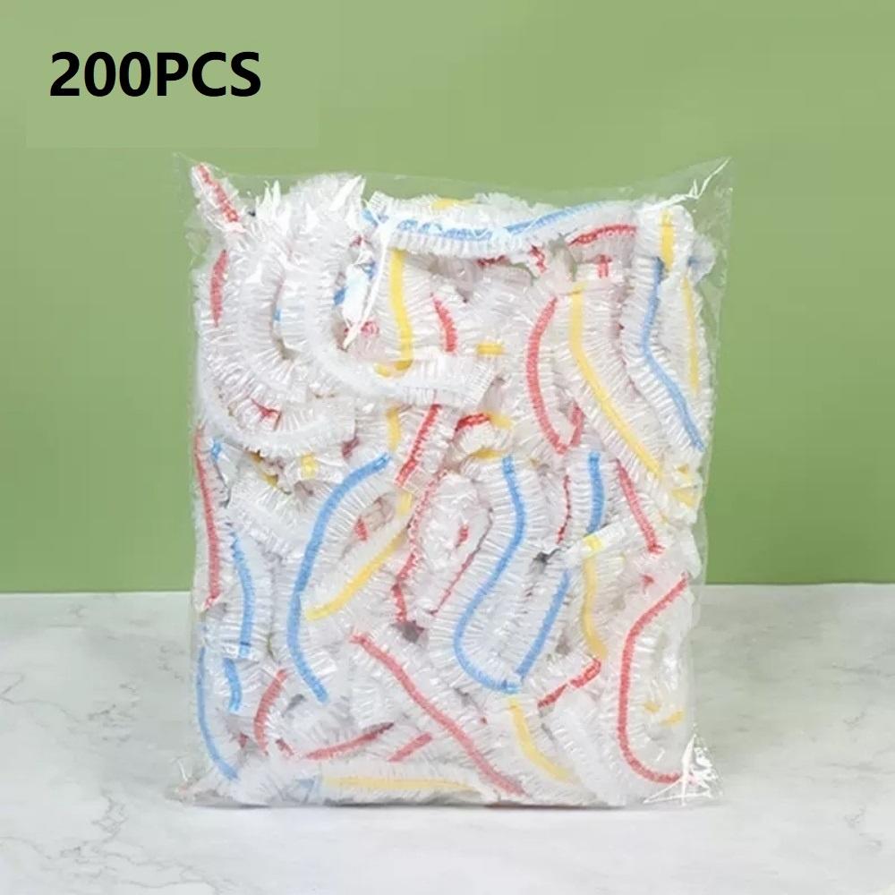 100/200 disposable bowl LIDS, elastic plastic food storage bags, transparent cling film, food covers, reusable for vegetables, p