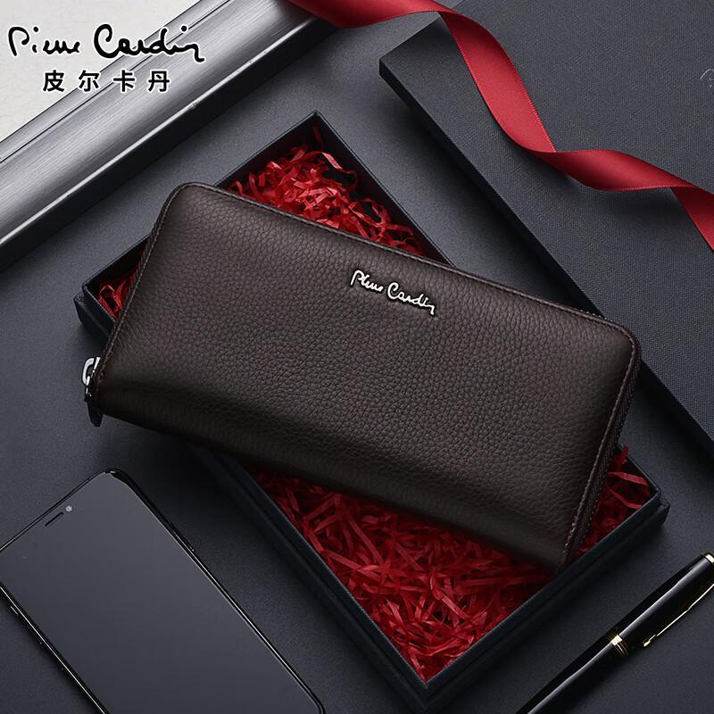 Pierre Cardin Men's Business Genuine Leather Zipper Clutch Wallet
