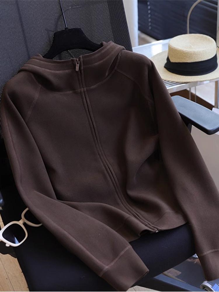 Petite Women's Hooded Zip-Up Sweatshirt: 2025 Sporty Spring Jacket