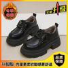 Lace-up British style small leather shoes for women's 2025 autumn and winter new retro velvet thick-soled heightening love single shoes