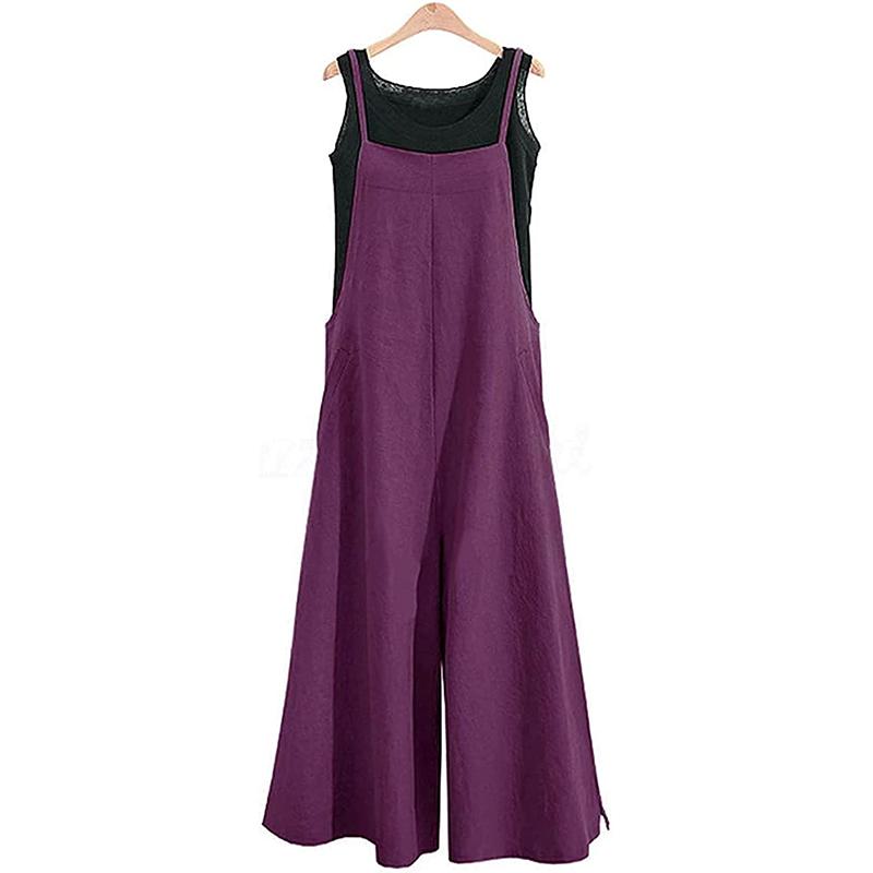 Plus-size Fashion Women's Loose Sleeveless Jumpsuits with Long Suspender Overalls Loose Jumpsuits with Wide Legs