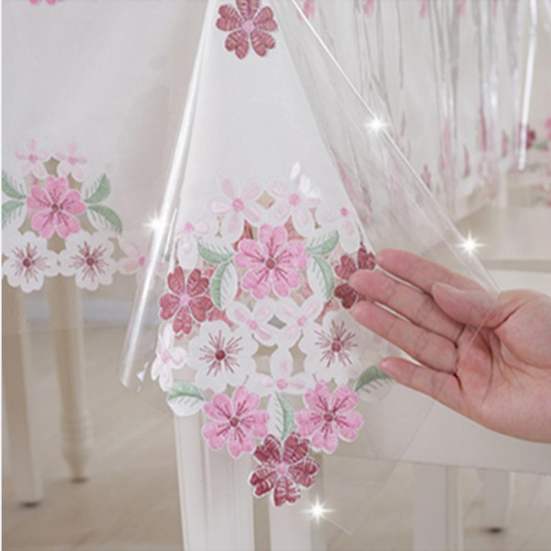 PVC Waterproof and Oil Proof Tablecloth Transparent Plastic Circular Rectangular Dining Table Cloth Dust Protection Film Home Decoration Tables Cover