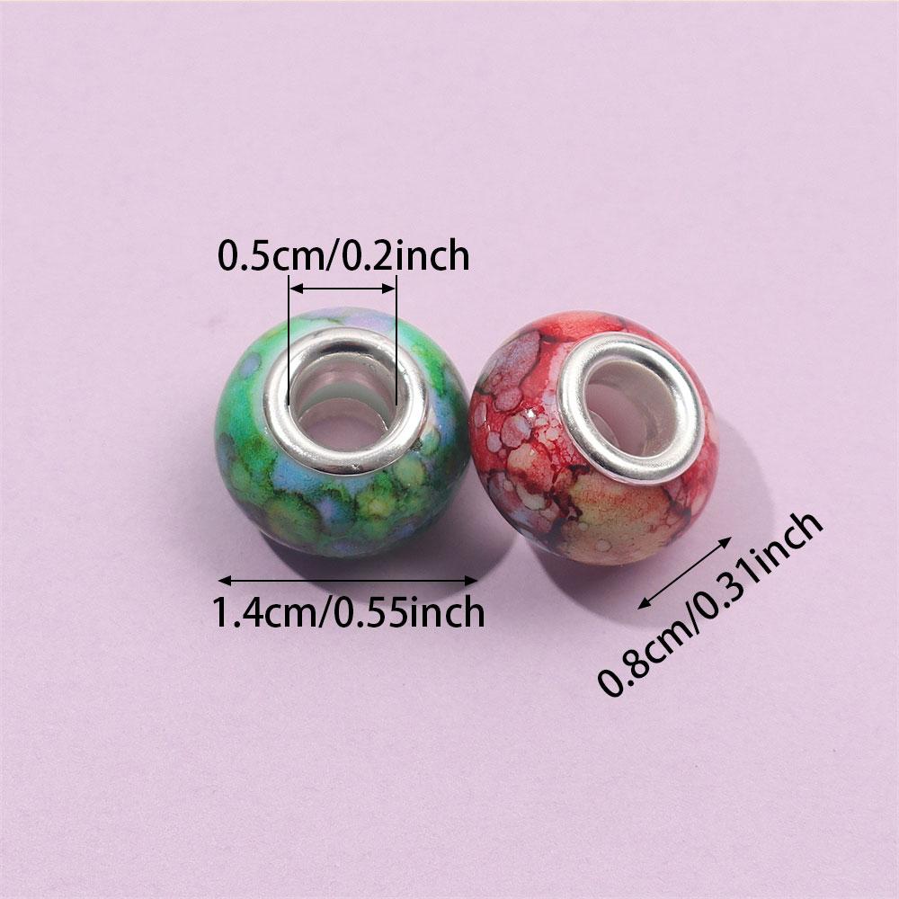 30/50/100pcs Large Hole European Colored Resin Beads European Pendant Bracelet Necklace DIY Bracelet Necklace Pen Jewelry Making