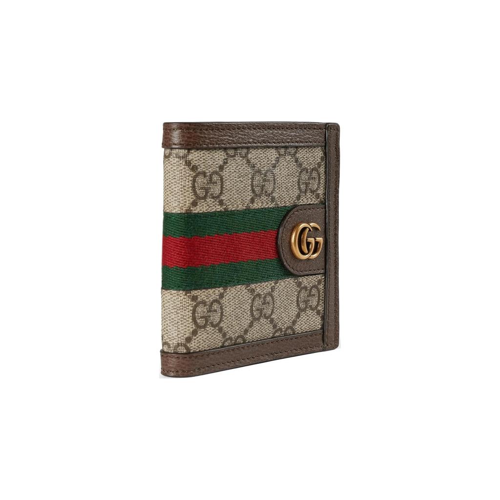 Gucci Ophidia Double G Logo Flap Wallet Men wallet Beige Dark-Brown 732016-FADI7-9764