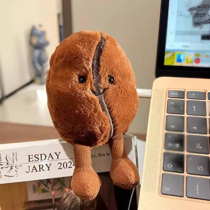 Brown Jellycat Theme Coffee Bean Plush Toy Kids Stuffed Smiling Gift Expression