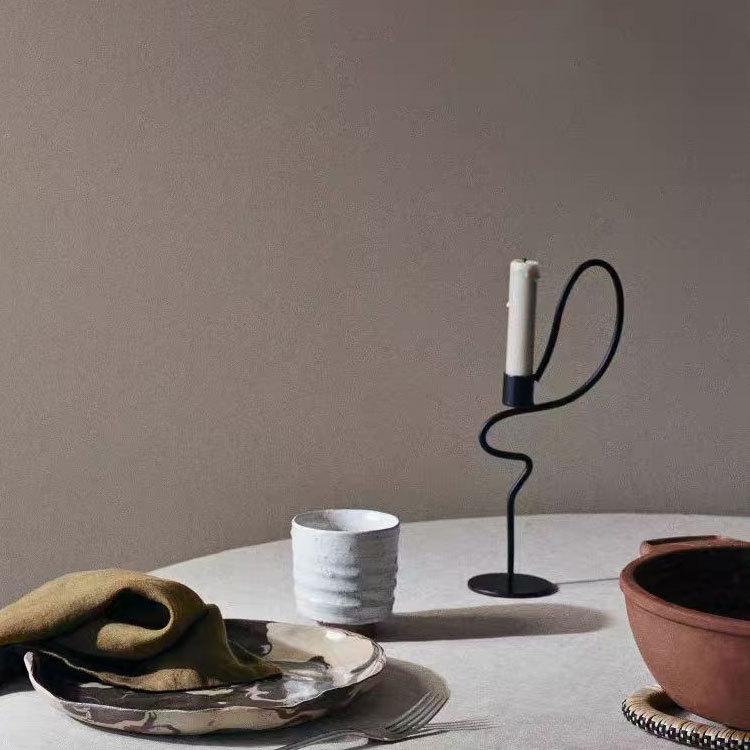 Metal Candlestick Candelabrum Geometric Candle Holder Black Line Metal Handicraft Wedding Centerpieces Home Decoration