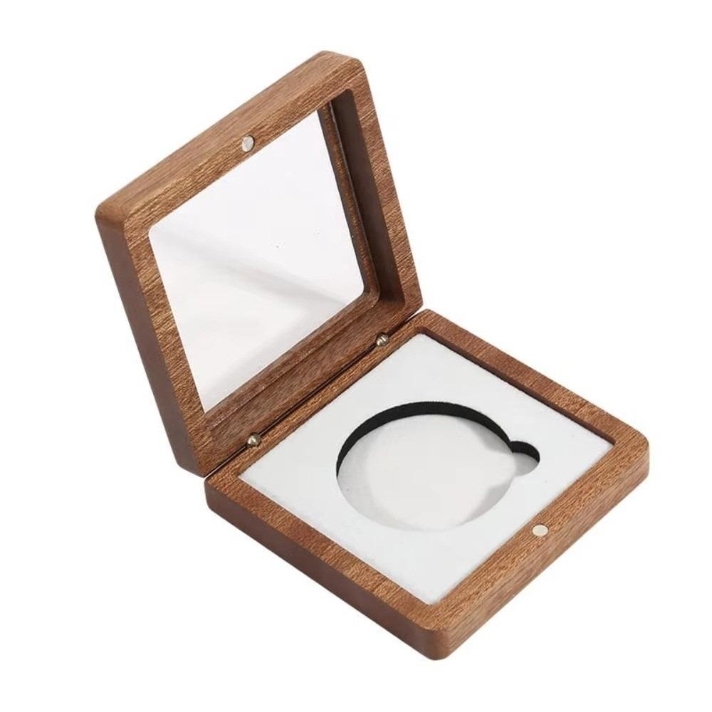 

Silver Coin Commemorative Coin Badge Box Badge Black/White Ancient Coin Collection Box Walnut Wood Window Box Gift Box белый