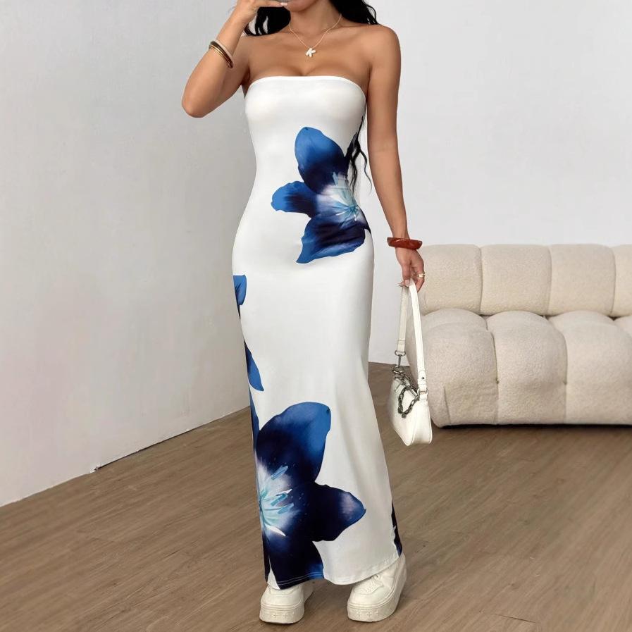 European and American Trends, Summer New Fashion Temperament, Sexy Tube Top, Slim-fitting Long Holiday Dress