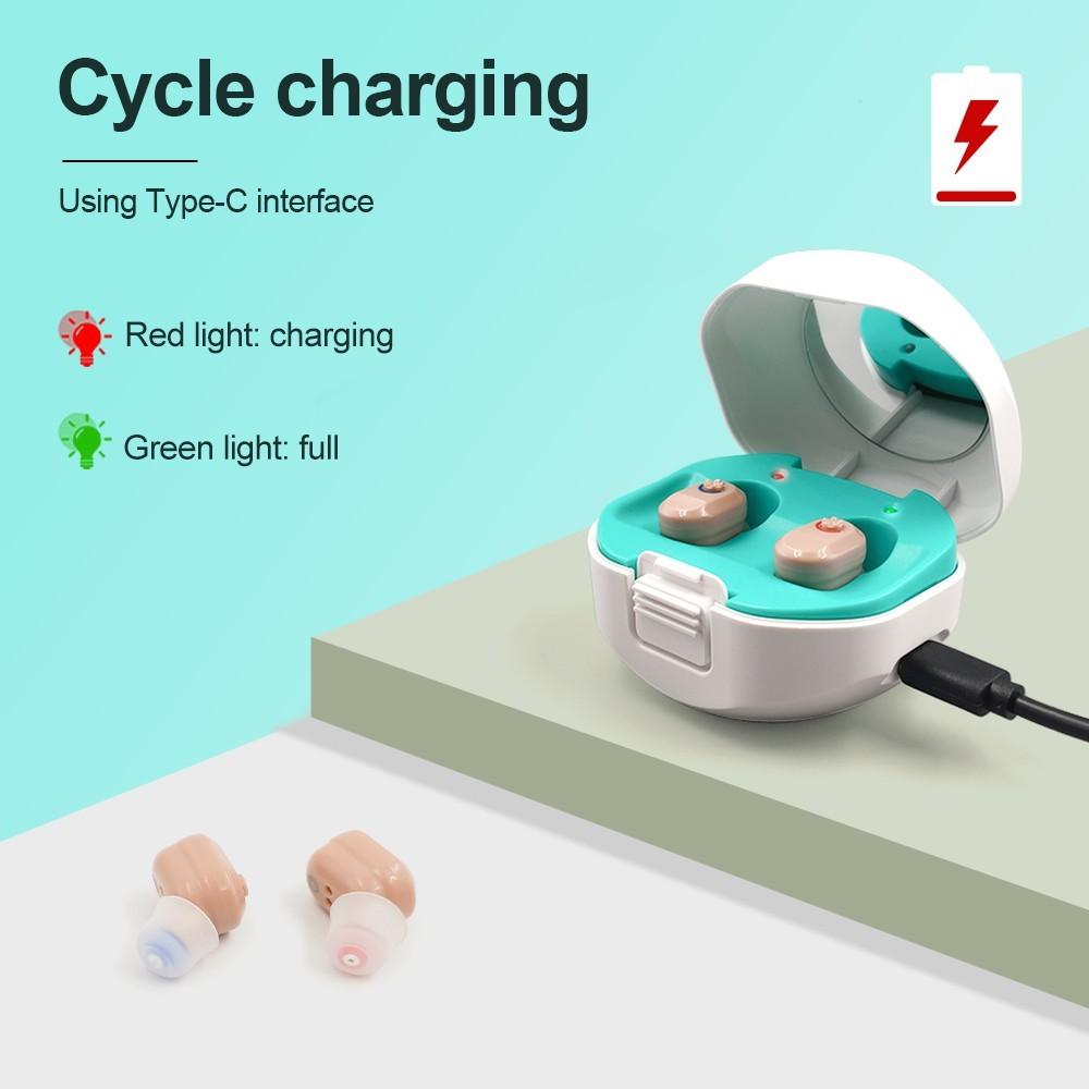 Portable USB Rechargeable Digital Hearing Aid 1/2pcs Audiphone Hearing Device Intelligent Noise Reduction Sound Amplifier
