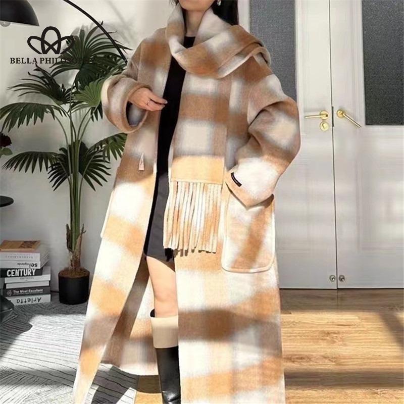 

Осень-зима, новый клетчатый дафлкот, длинное свободное повседневное пальто в Корейском стиле с v-образным вырезом, ленивое пальто onesize жёлтый