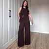 2025 Summer Sleeveless Top & Wide-Leg Pants Two-Piece Set for Women