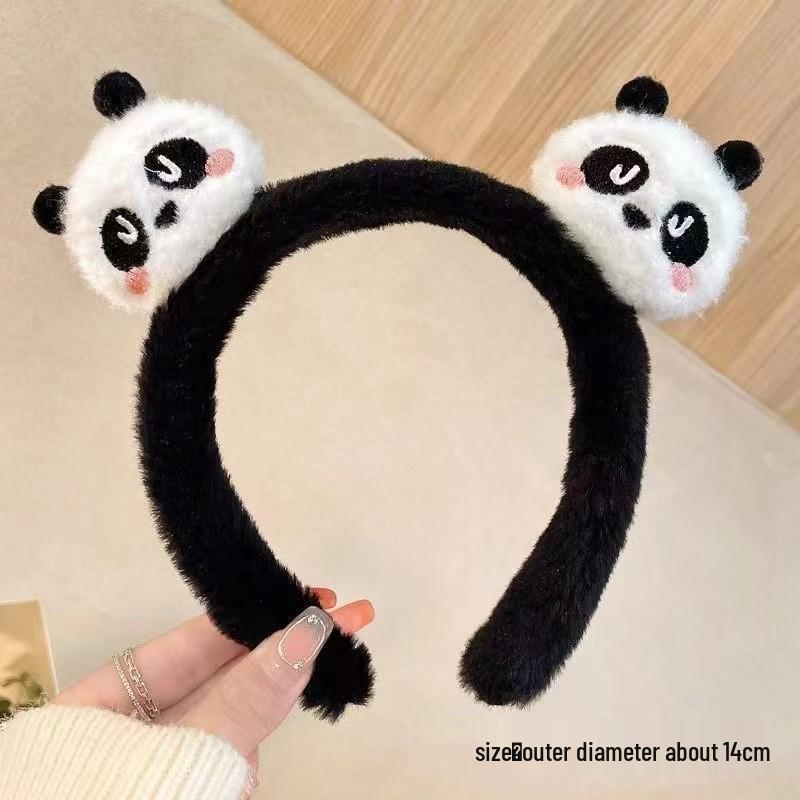 Adorable 2026 Panda Hair Accessory: Cute Round Headband & Funny Clip for Girly Wash Face Routine
