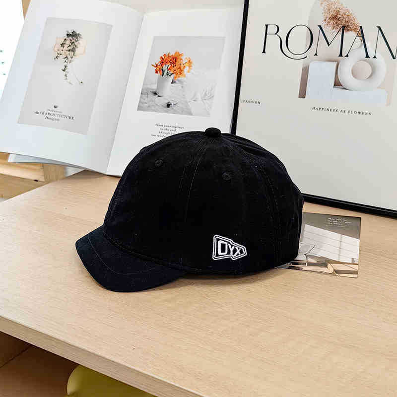 Short brim hat retro soft brim baseball cap old letter men's and women's five-piece cap small edge cap