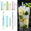Reusable Straws 304 Steel Straws Collapsible Portable Straw Silicone Travel Telescopic Tips With Straw Drinking U9B7