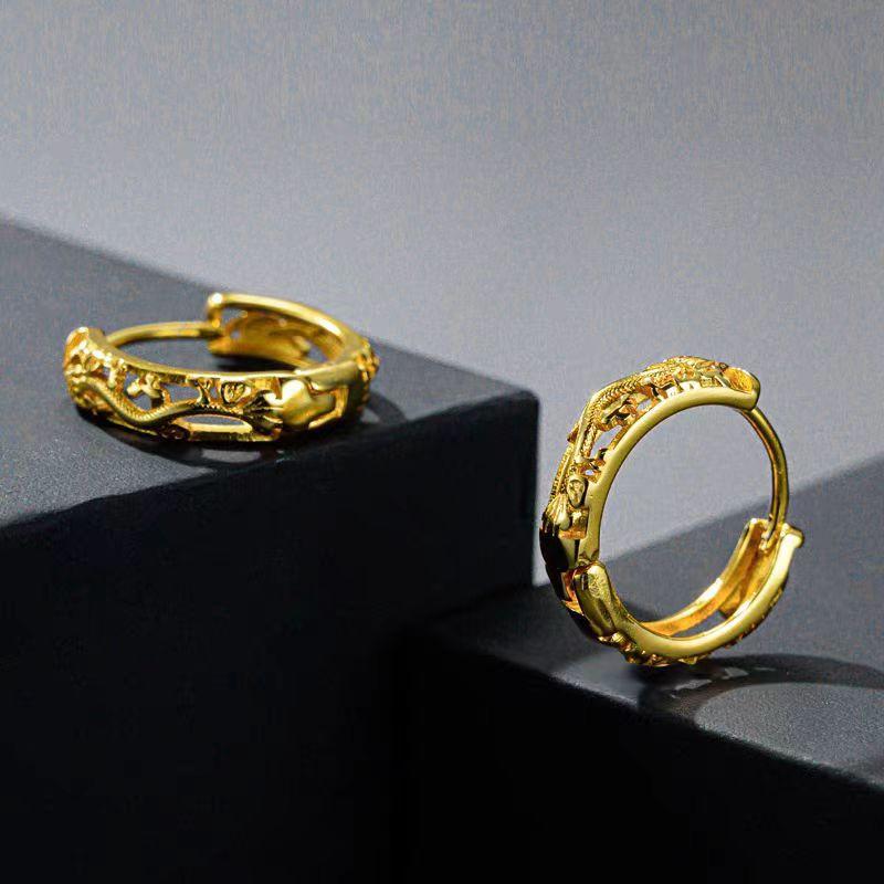 Genuine 18k Gold Color Hollow Stud Earring for Women Bride Wedding Daily Wear Gold Plated Earring Jewelry Gifts