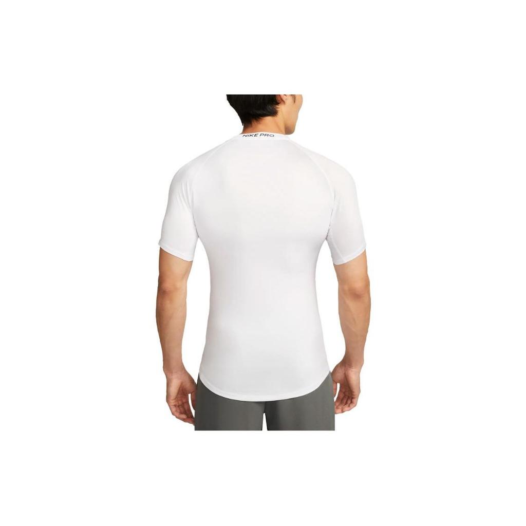 Nike Pro Letter Print Logo Fitted Workout Short Sleeve T-Shirt Men Tops White FB7932-100