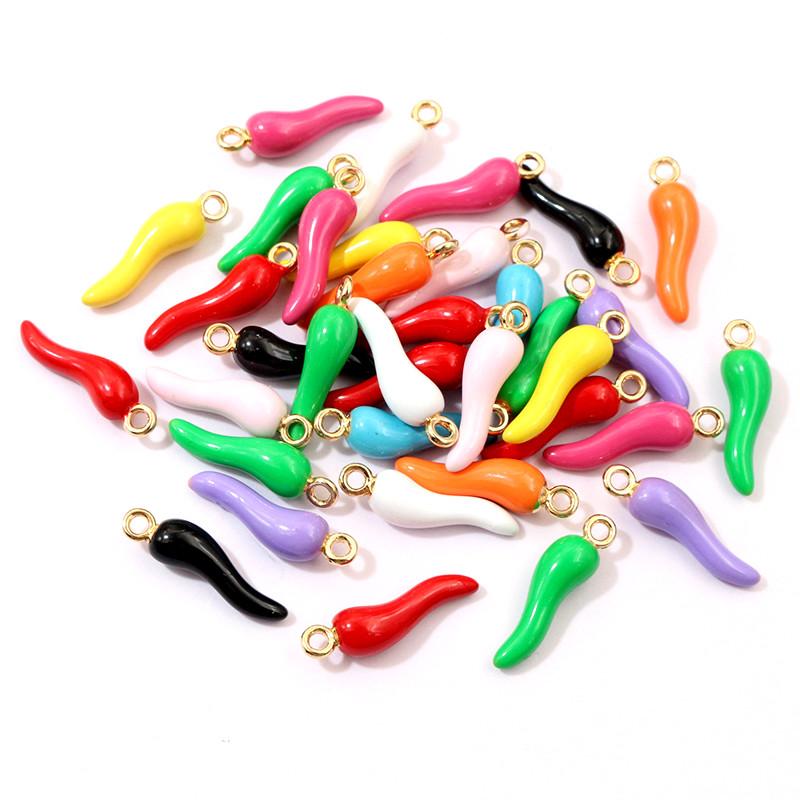 20pcs 19x5.5mm Enamel Chili Pepper Charms Pendant Multi Colors For DIY Jewelry Making Earrings Keychain Pendants Craft Findings