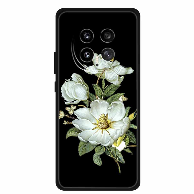 Phone Case For Honor Magic8 5G Soft TPU Black Silicone Cover For Honor Magic 8 2025 Case Coque Cartoon Flowers Protective Funda