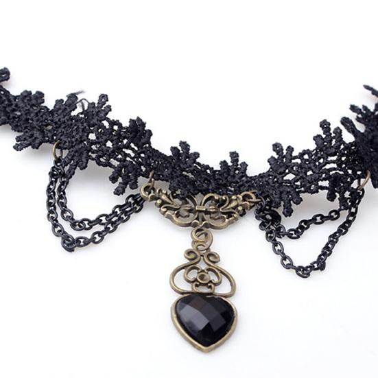 Necklace Colorfast Lace Edge Alloy Black Lace Chain Necklaces for Wedding