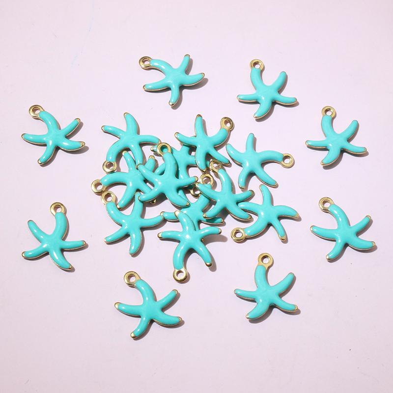 20pcs Stainless Steel Small Enamel Starfish Charms Pendant 10.5x10mm DIY Jewelry Making Accessories for Necklace Earrings
