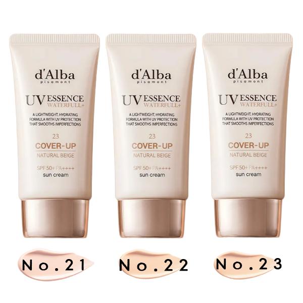 d'Alba Waterfull Tone-Up Sun Cream Natural Cover Beige 50ml (Light / Warm) SPF50+ PA++++ (10 Options)