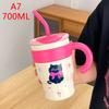 Cartoon Stainless Steel Water Cup Cute 700Ml Insulated Water Bottle Large Capacity Straw Thermos Cup Drinkware