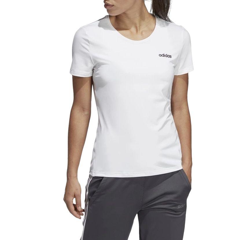 Adidas D2M Solid Round Neck Fashion Versatile Short Sleeve Regular T-Shirt Women Tops White DU2303