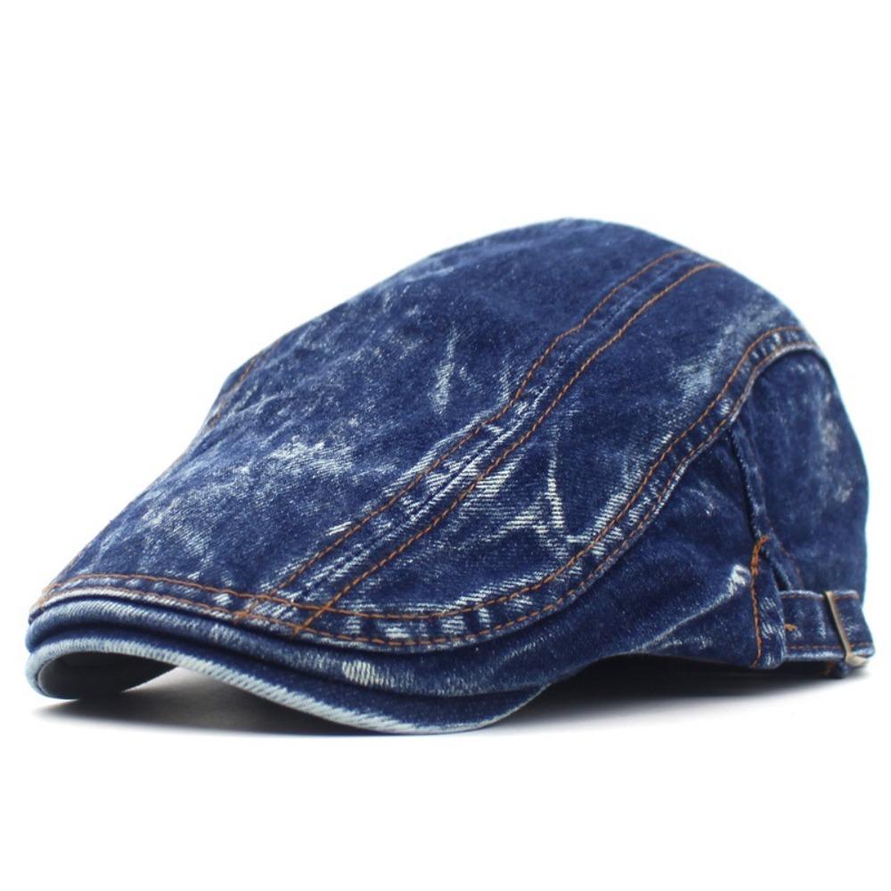 Adjustable Washed Denim Newsboy Caps Retro Flat Cap New Painter Beret  Casual