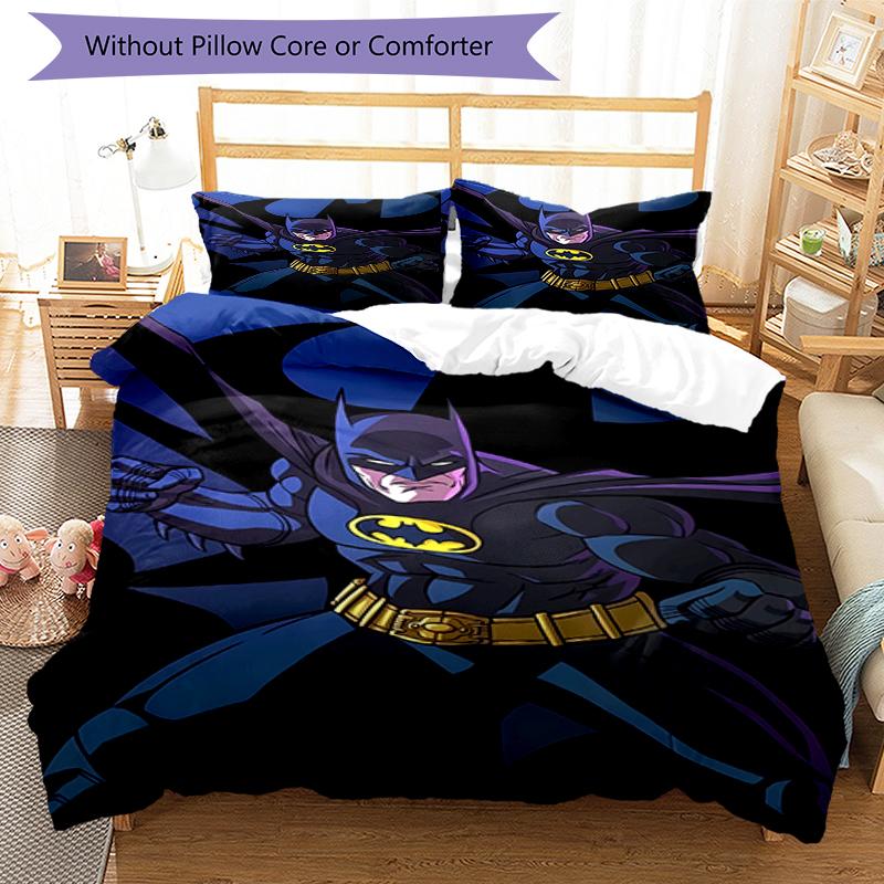 3pcs Batman Bedding Set Duvet Cover Closure Includes 1 Duvet Cover & 2 Pillowcases, Soft and Comfortable for All Seasons.