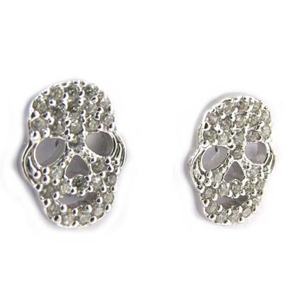 [M1737] - White 'Skull' Silver Boubles