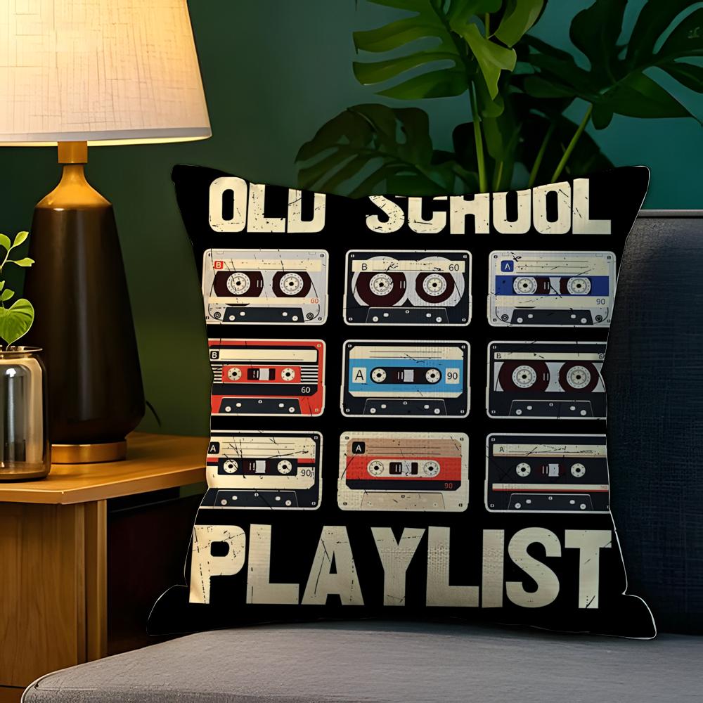 Pop Art Retro Cassetteband Kussensloop Natuurlijk Linnen Kussensloop Dubbelzijdig Decor Bank Kussensloop Woondecoratie