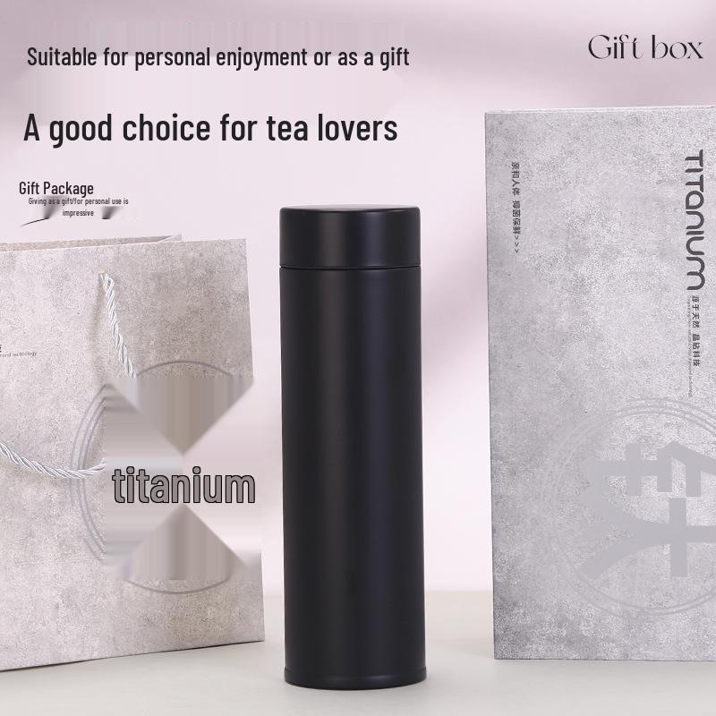 Titanium-Coated Insulated Mug: Double-Layer Vacuum Cup for Business or Gifts, Customizable Logo