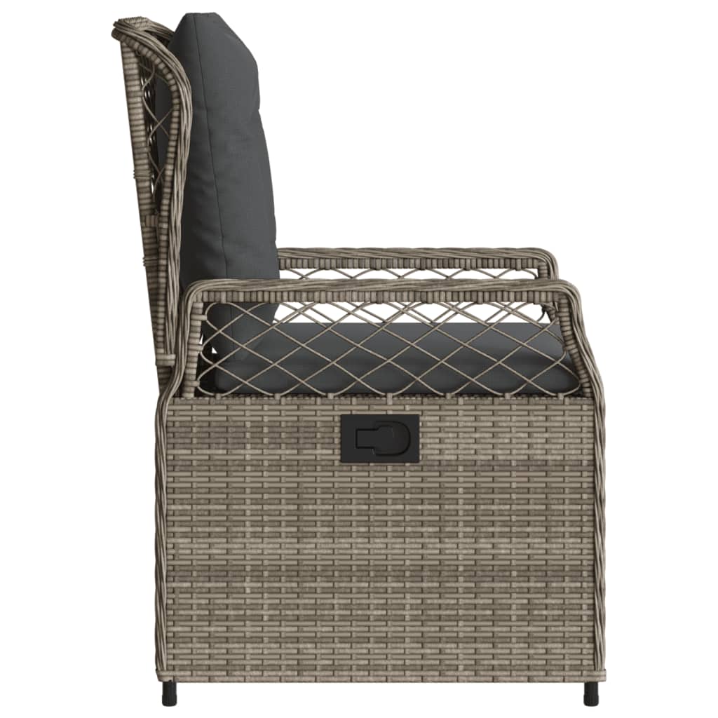 Garden Armchair 2 pcs Adjustable Grey Poly Rattan
