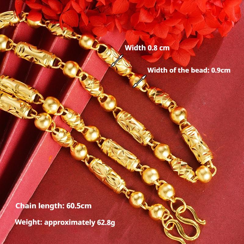 Vietnamese Gold Sand Olive Bead Pattern Necklace Men's Chinese Style Copper Alloy Jewelry Accessories
