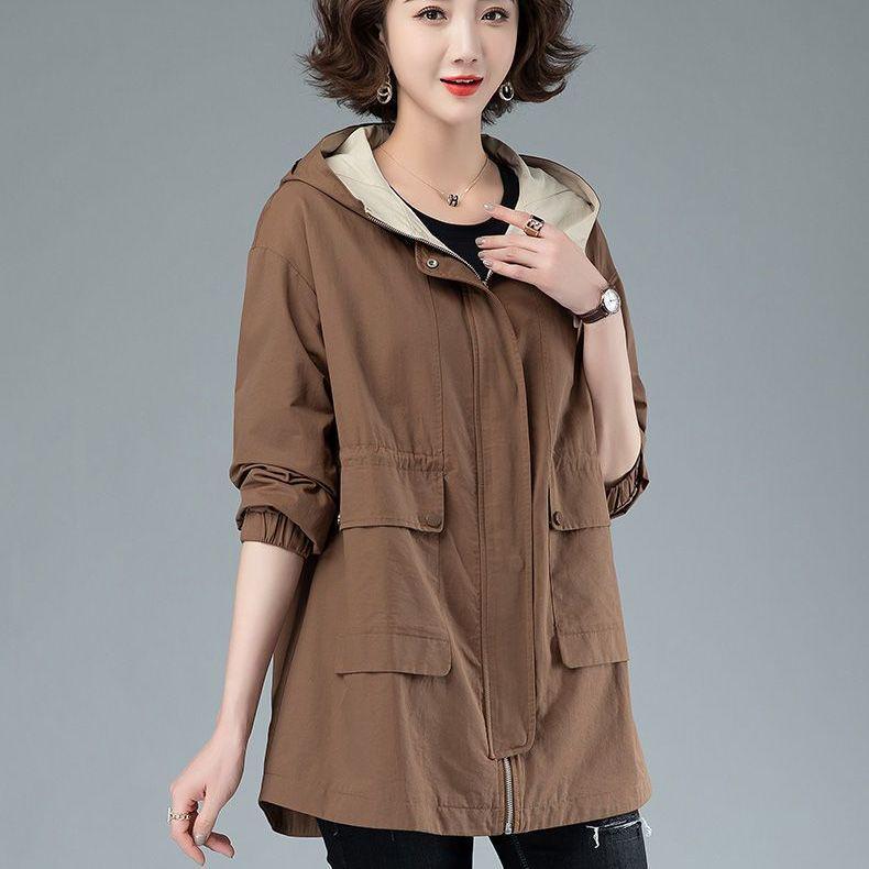 Women's Mid-Length Drawstring Trench Coat - Double-Layer, Casual, and Versatile for Spring/Autumn