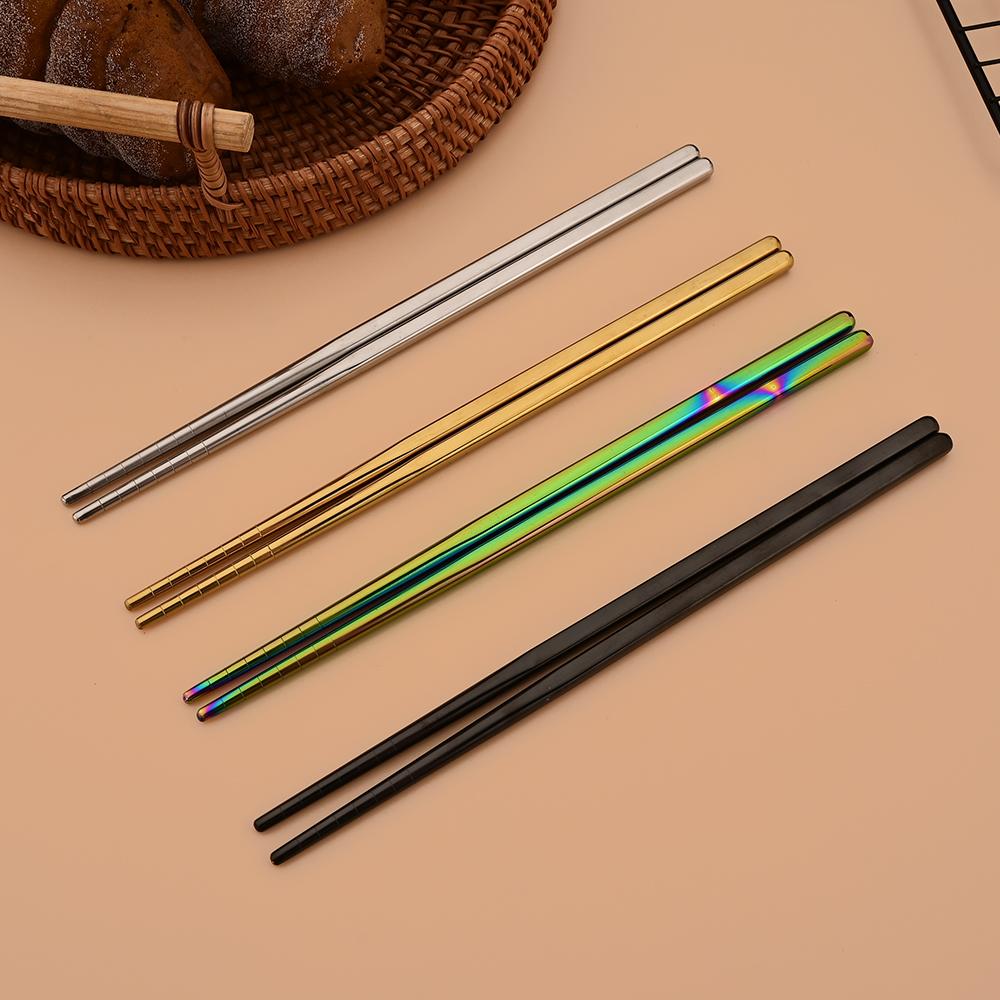 12Pcs Household Black Gold Cutlery Set Flatware Chopsticks Spoon Stainless Steel Dinnerware Set Luxury Korean Tableware Set