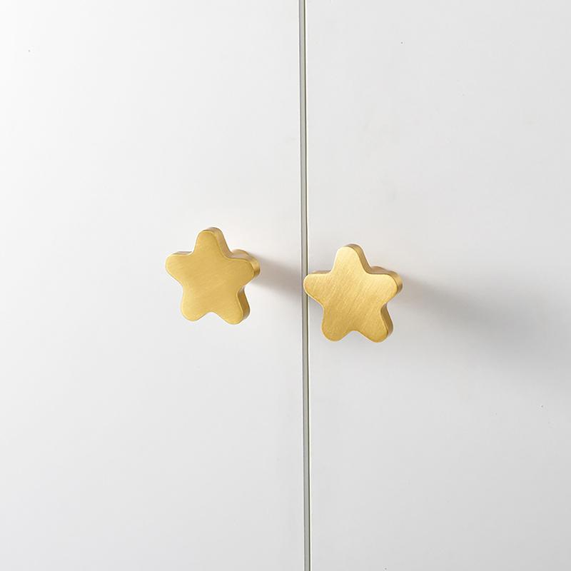 Reine Kupfer Sternform Schrankknöpfe Kinderzimmer Fünfzackiger Stern Messinggriffe Kleiderschrank Küchengriffe Griff