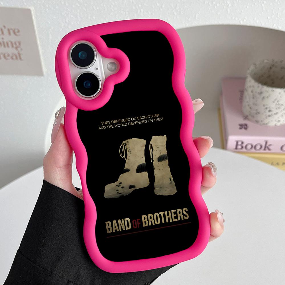 

Band of Brothers Phone Case for iPhone 17 16 15 14 13 12 11 Air Pro Max Plus Red Soft TPU Wavy Edge Cover iPhone 16