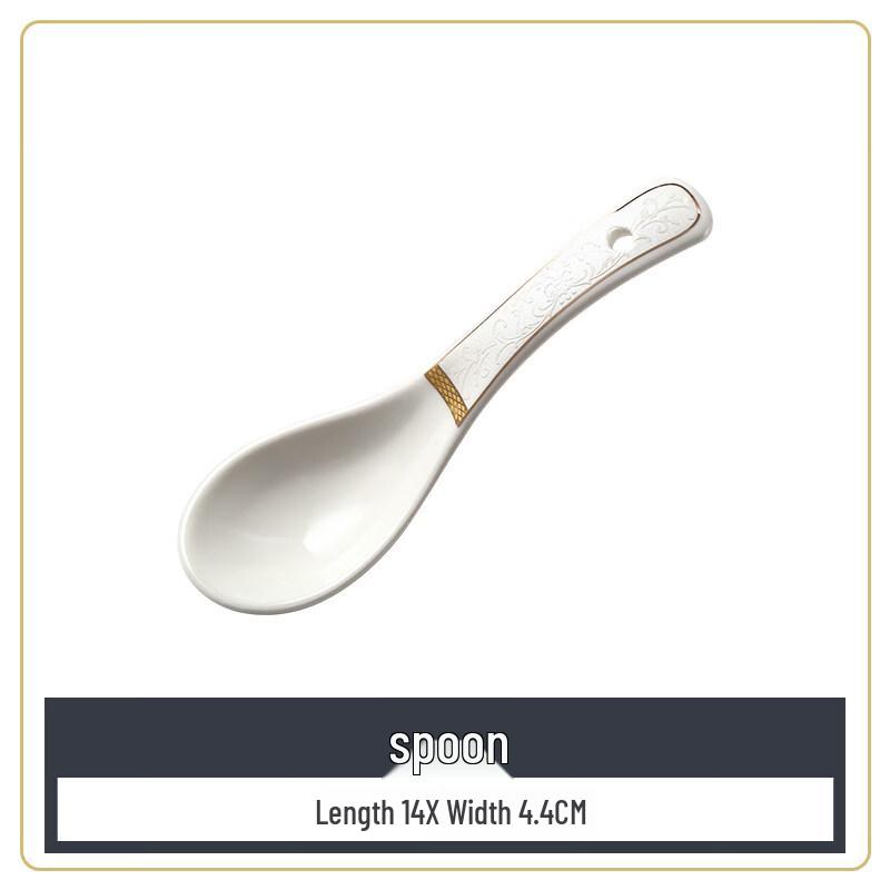 Qinji New Chinese Style Gold Rim Ceramic Tableware Set