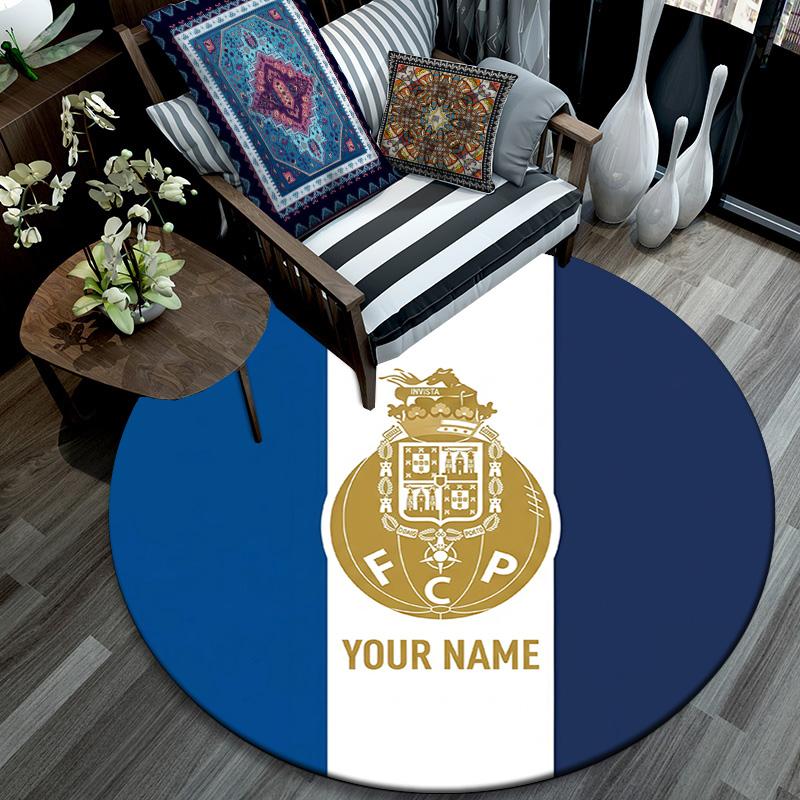 Custom Name Futebol Clube Do Porto2 Round Area Rug,Carpet Rug for Living Room Bedroom Sofa Playroom Decor,Non-slip Floor Mat