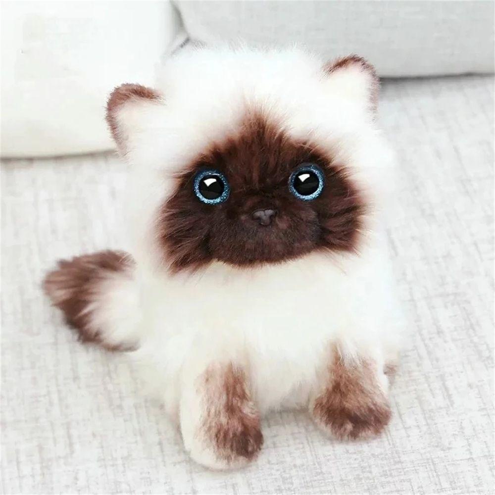 Eyes Simulation Cat 20/26CM Brown and White Stuffed Toys Cat Plush Toy Stuffed Animals Ragdoll Cats