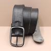 Retro Faux Stitch Men's Belt: Yellow Cattle Genuine Leather, Fashion Pin Buckle, Top Layer Cowhide.